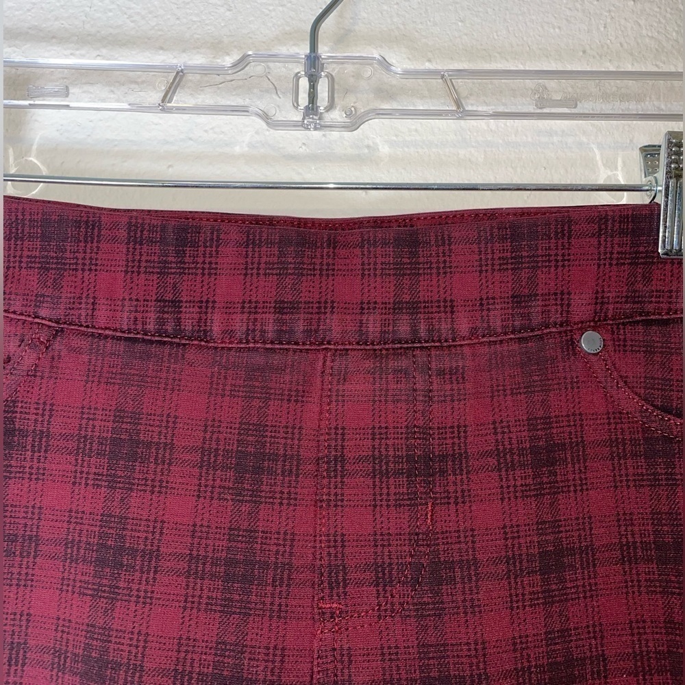 Liverpool Jeans Red Plaid Stretchy Pull On Skinny Legging Pants - Picture 4 of 7
